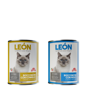 Mangimi Leone Leòn Petfood Cat CAT FISH CANS and CAT RABBIT CANS